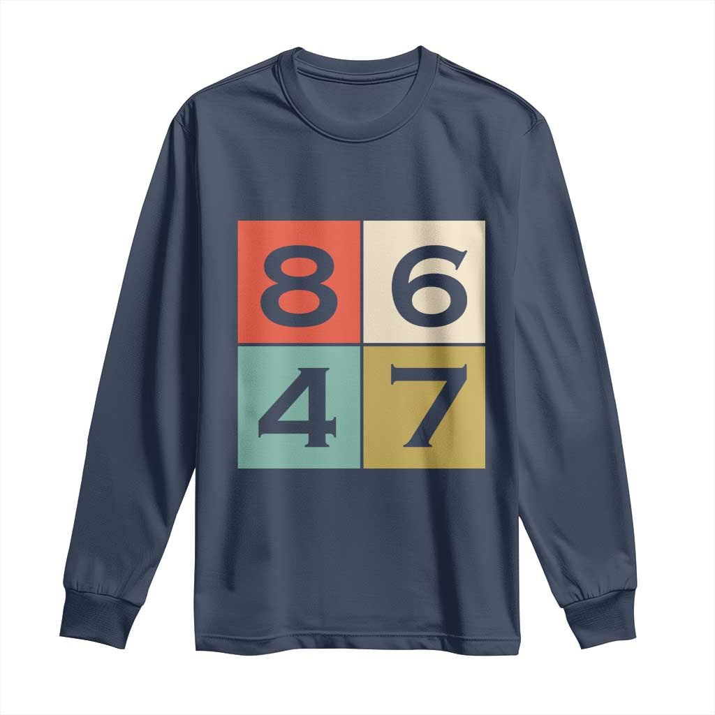 Retro Vintage 8647 Long Sleeve Shirt Classic Vintage 80s Style TS14 Navy Print Your Wear