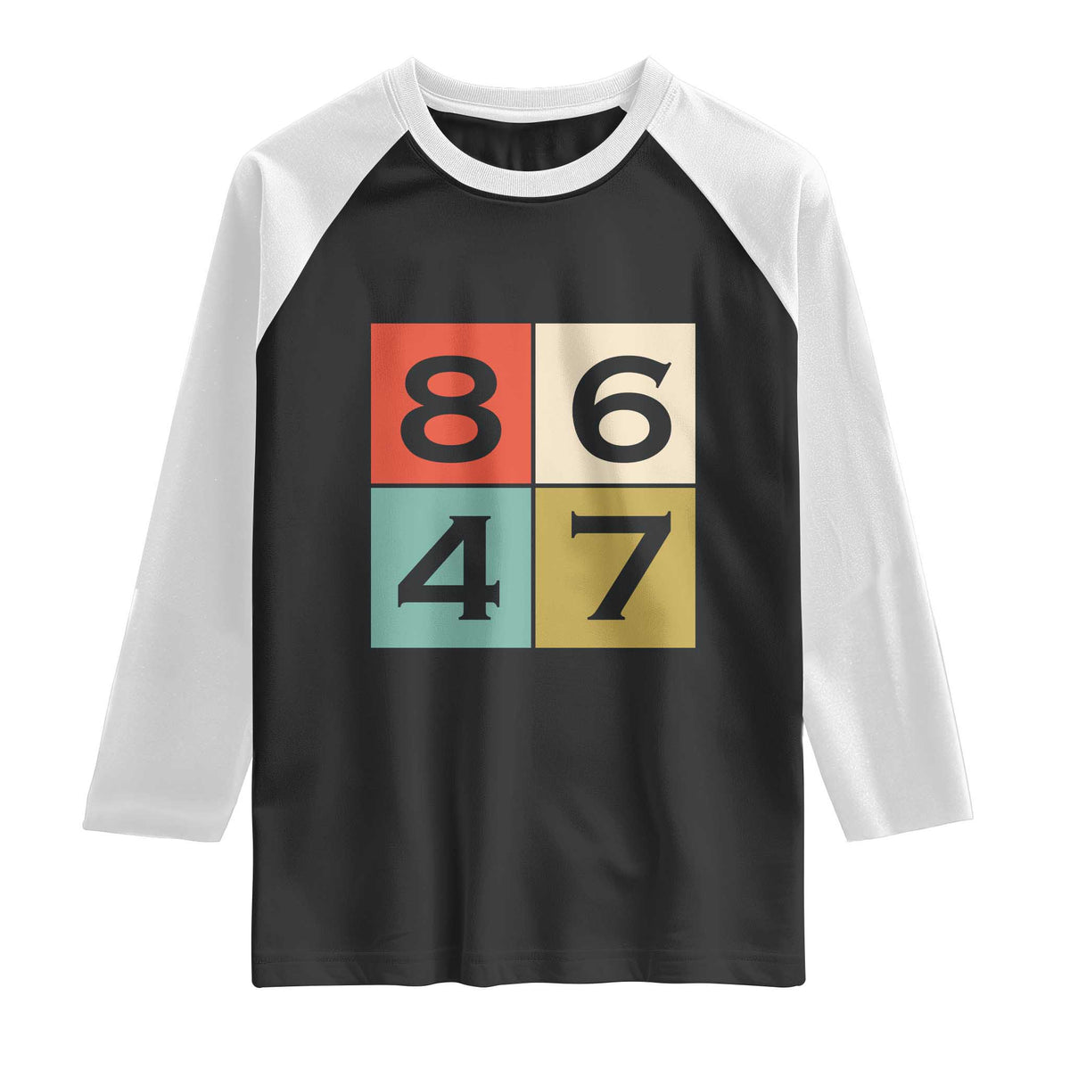 Retro Vintage 8647 Raglan Shirt Classic Vintage 80s Style TS14 Black White Print Your Wear