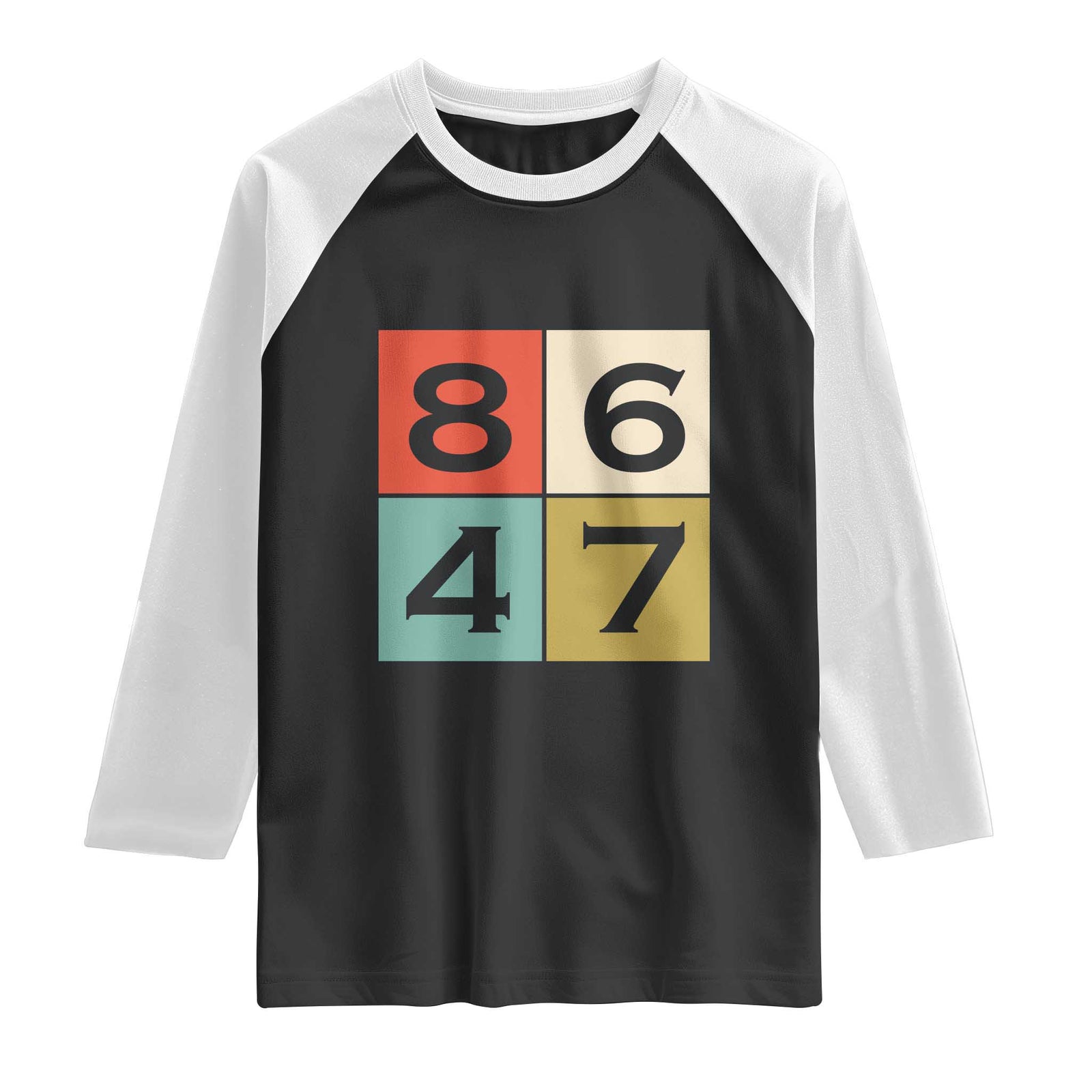Retro Vintage 8647 Raglan Shirt Classic Vintage 80s Style TS14 Black White Print Your Wear
