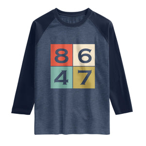Retro Vintage 8647 Raglan Shirt Classic Vintage 80s Style TS14 Heather Denim Navy Print Your Wear