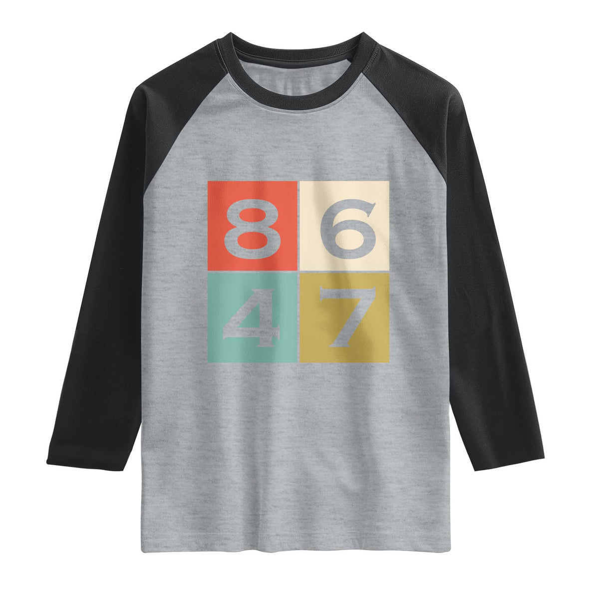 Retro Vintage 8647 Raglan Shirt Classic Vintage 80s Style TS14 Heather Gray Black Print Your Wear