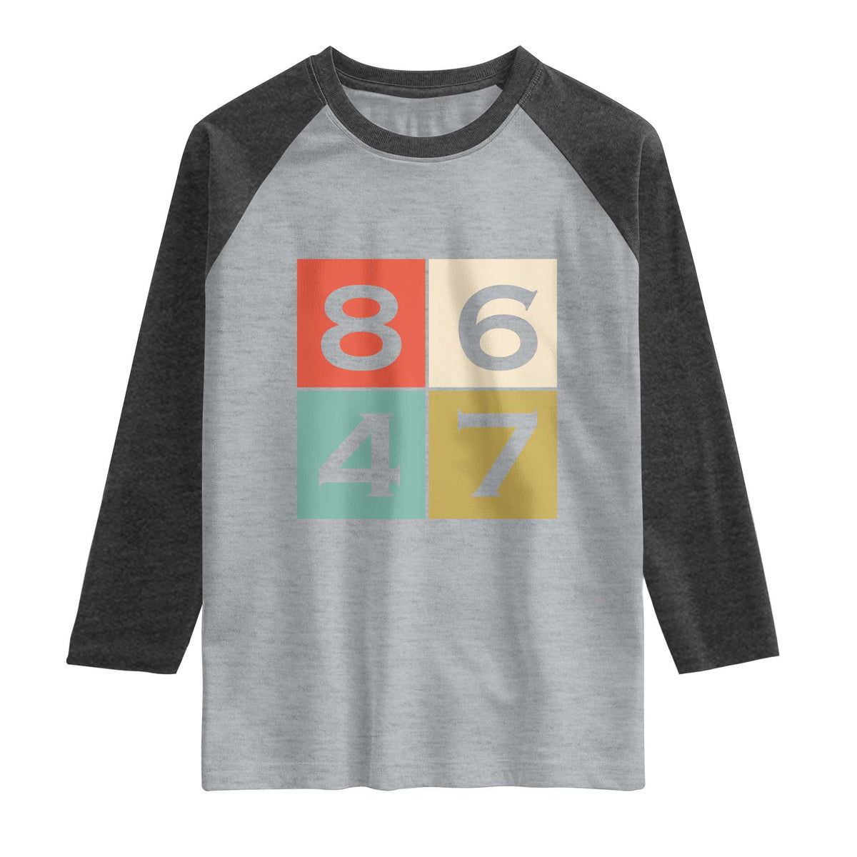 Retro Vintage 8647 Raglan Shirt Classic Vintage 80s Style TS14 Heather Gray Heather Charcoal Print Your Wear
