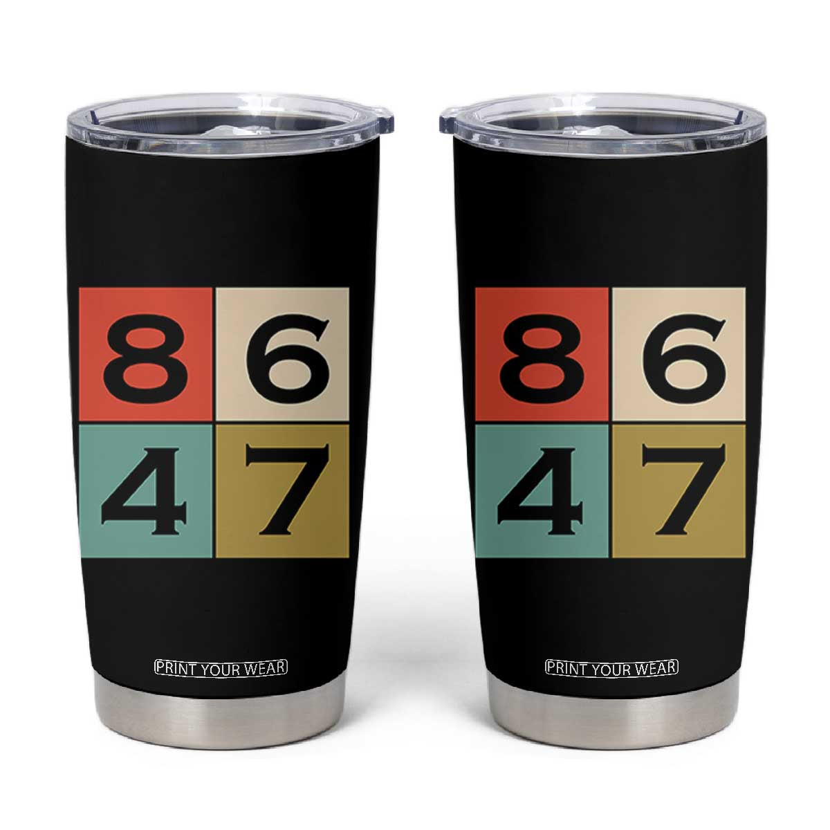 Retro Vintage 8647 Tumbler Cup Classic Vintage 80s Style TS14 Black Print Your Wear