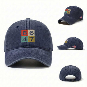 Retro Vintage 8647 Washed Cotton Baseball Cap Classic Vintage 80s Style TS14 Washed Cap Universal Fit Navy Print Your Wear
