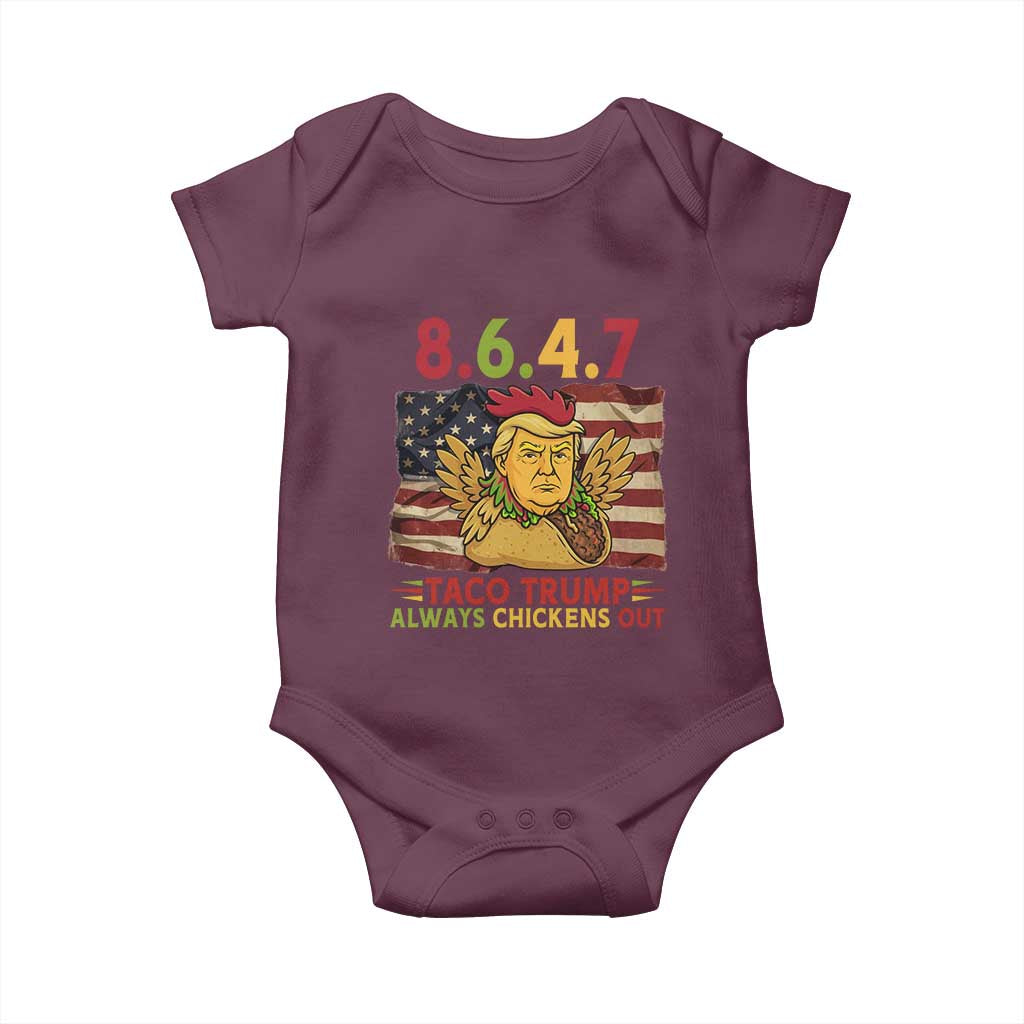 Funny 8647 Baby Onesie Taco Trump Always Chickens Out TS14 Maroon Print Your Wear