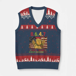 Funny 8647 V-Neck Knit Sweater Vest Taco Trump Always Chickens Out TS14 Navy Red Print Your Wear