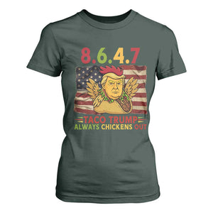 Funny 8647 T Shirt For Women Taco Trump Always Chickens Out TS14 Dark Forest Green Print Your Wear
