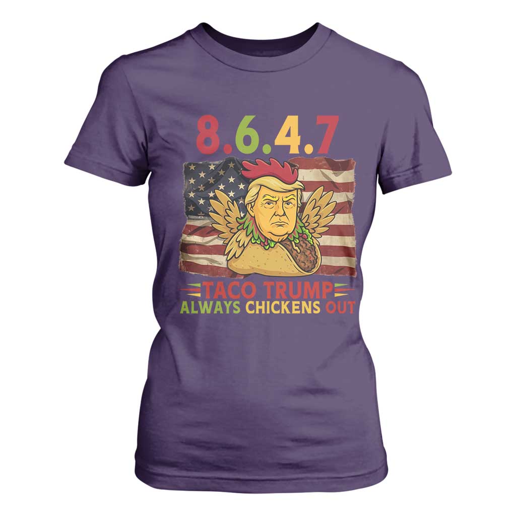 Funny 8647 T Shirt For Women Taco Trump Always Chickens Out TS14 Purple Print Your Wear