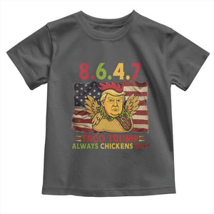Funny 8647 Toddler T Shirt Taco Trump Always Chickens Out TS14 Dark Heather Print Your Wear