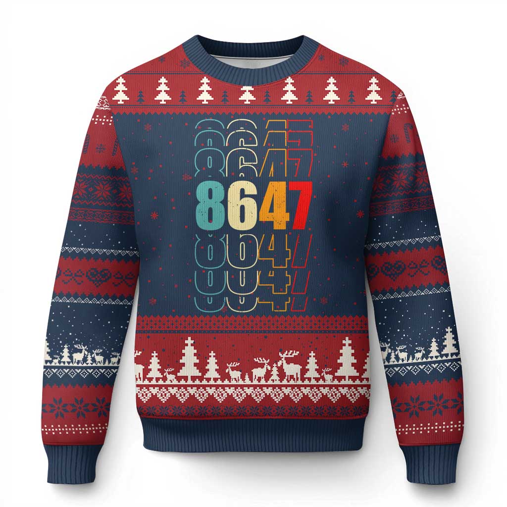 Retro Vintage 8647 Ugly Christmas Sweater Subtle Anti FDT TS14 Navy Red Print Your Wear