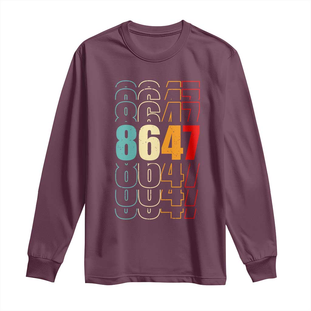Retro Vintage 8647 Long Sleeve Shirt Subtle Anti FDT TS14 Maroon Print Your Wear