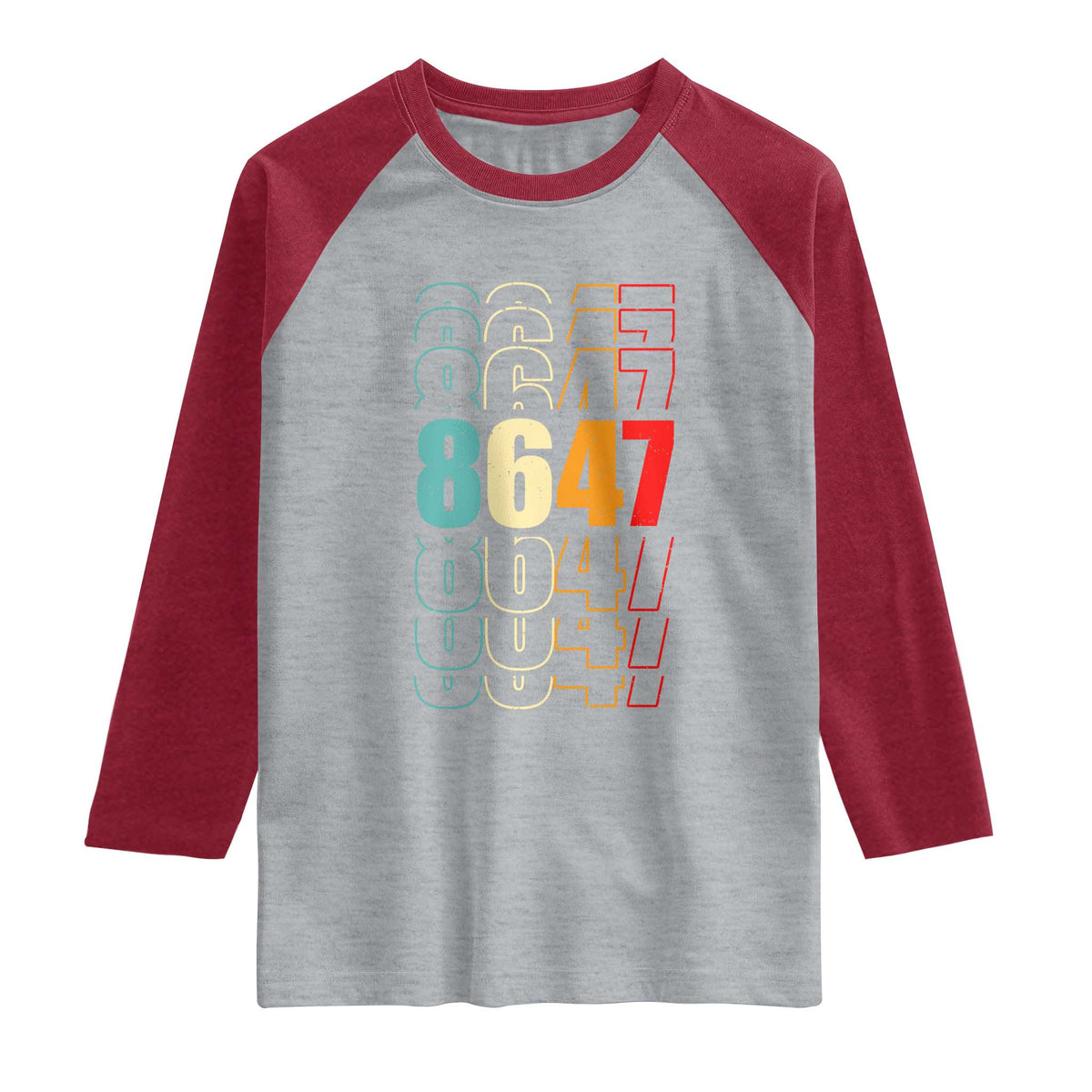 Retro Vintage 8647 Raglan Shirt Subtle Anti FDT TS14 Heather Gray Heather Red Print Your Wear