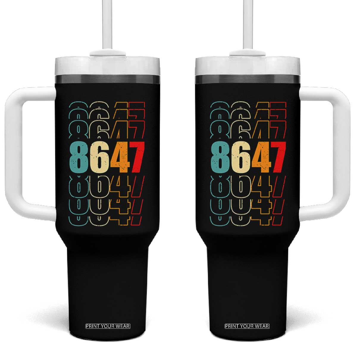 Retro Vintage 8647 Tumbler With Handle Subtle Anti FDT TS14 One Size: 40 oz Black Print Your Wear