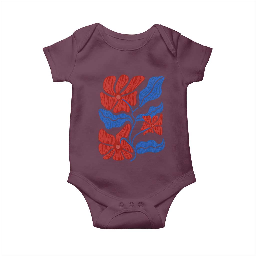 86 47 Boho Floral Matisse Baby Onesie No Kings Oligarchy FDT Political Protest TS14 Maroon Print Your Wear