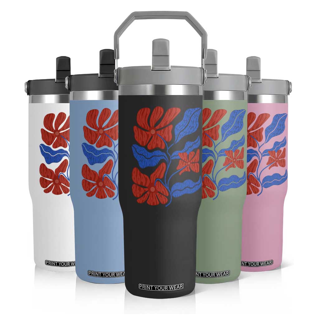 86 47 Boho Floral Matisse Flip Straw Tumbler No Kings Oligarchy FDT Political Protest TS14 Print Your Wear