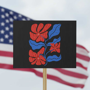 86 47 Boho Floral Matisse Protest Sign No Kings Oligarchy FDT Political Protest TS14 Horizontal 18" × 24" Black Print Your Wear
