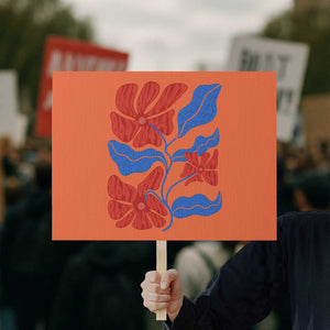 86 47 Boho Floral Matisse Protest Sign No Kings Oligarchy FDT Political Protest TS14 Horizontal 18" × 24" Orange Print Your Wear