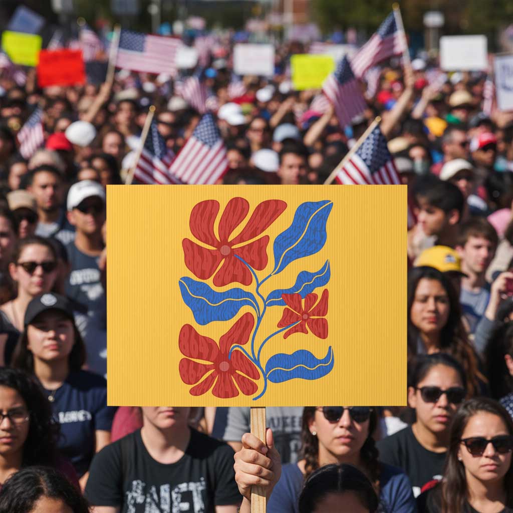 86 47 Boho Floral Matisse Protest Sign No Kings Oligarchy FDT Political Protest TS14 Horizontal 18