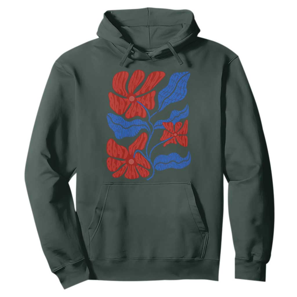 86 47 Boho Floral Matisse Hoodie No Kings Oligarchy FDT Political Protest TS14 Dark Forest Green Print Your Wear