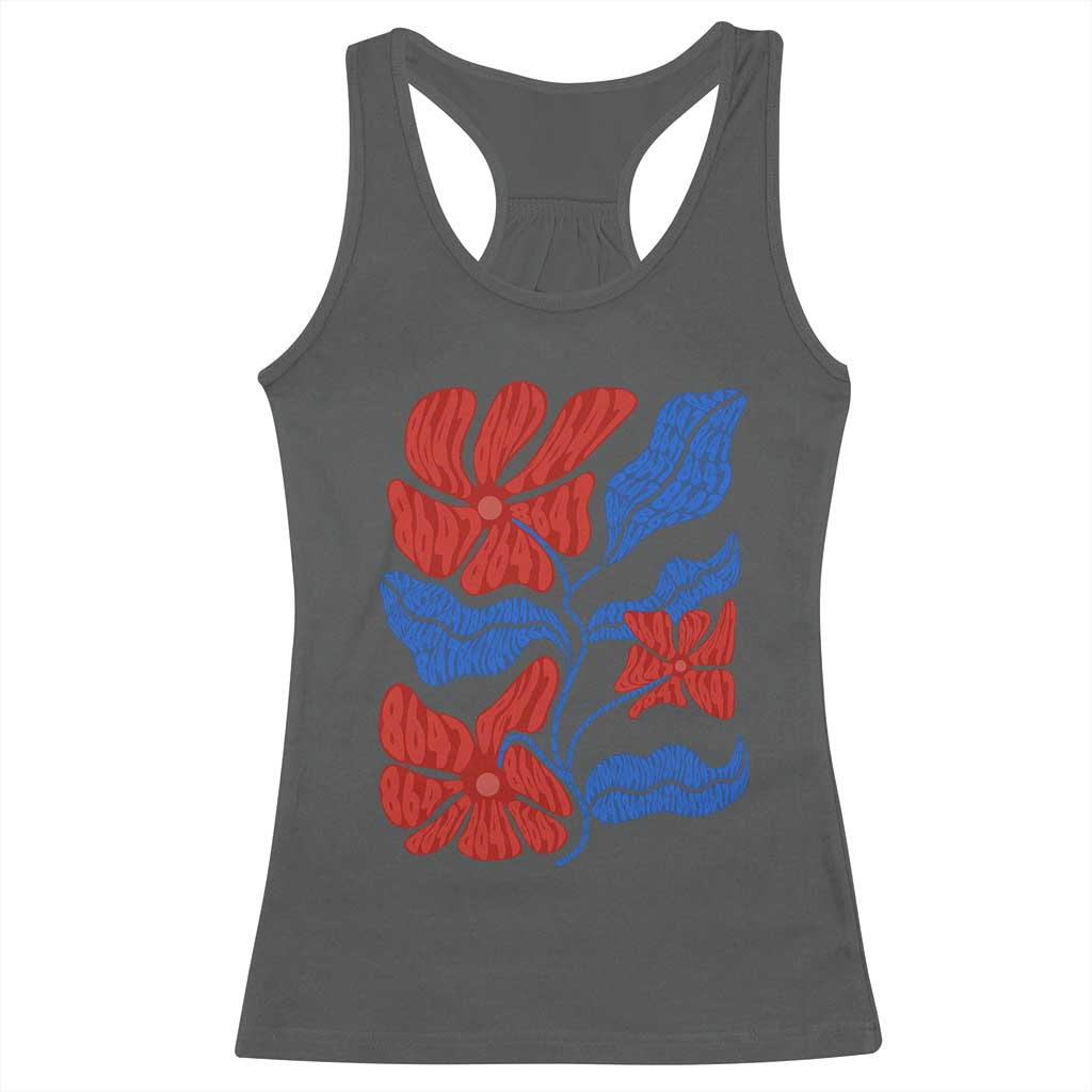 86 47 Boho Floral Matisse Racerback Tank Top No Kings Oligarchy FDT Political Protest TS14 Dark Heather Print Your Wear