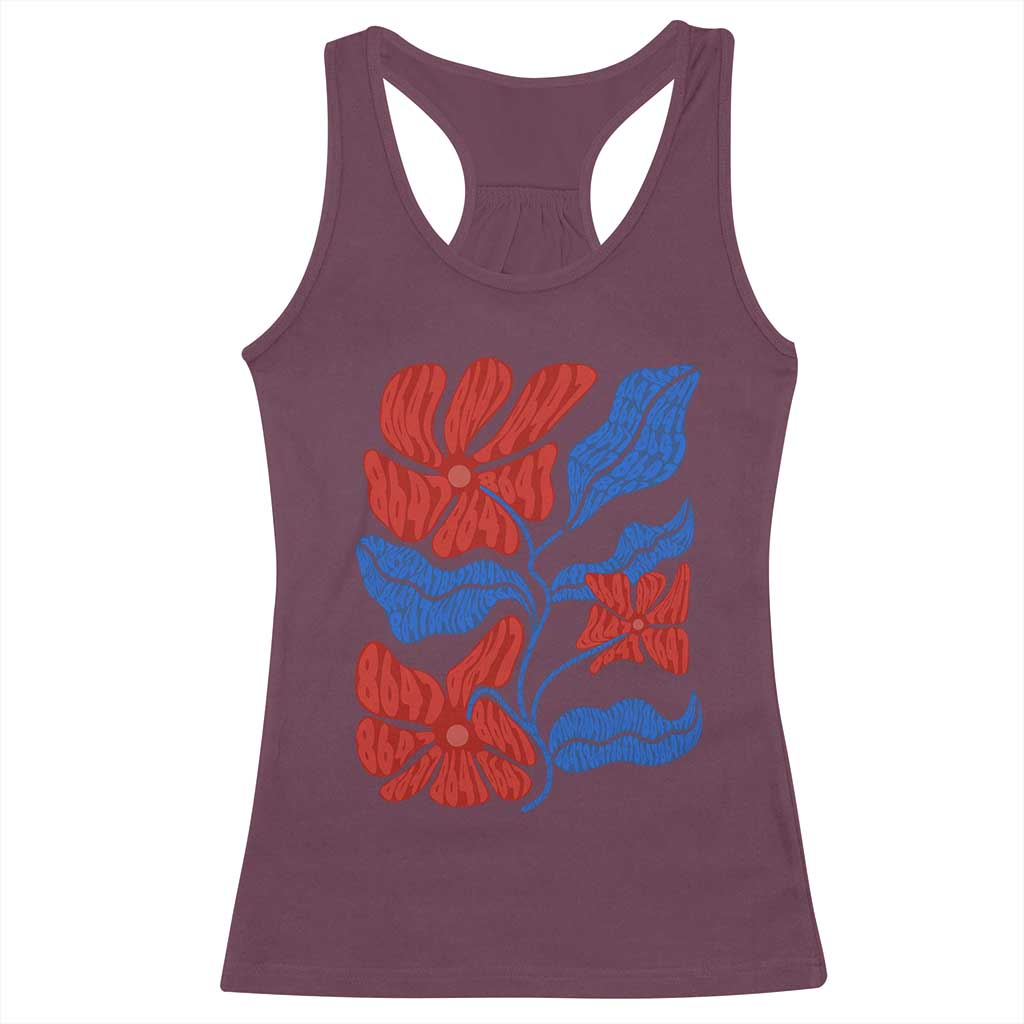 86 47 Boho Floral Matisse Racerback Tank Top No Kings Oligarchy FDT Political Protest TS14 Maroon Print Your Wear