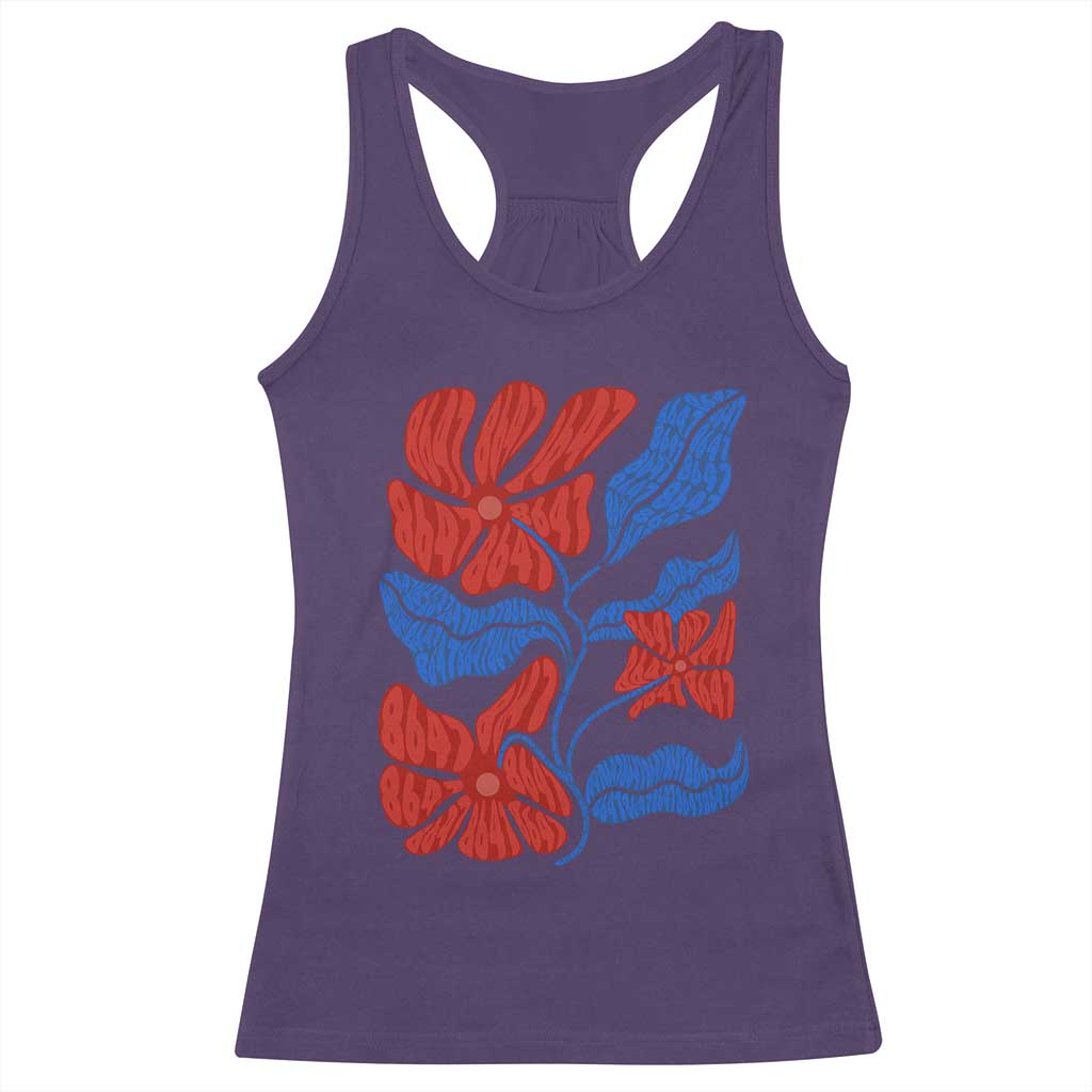 86 47 Boho Floral Matisse Racerback Tank Top No Kings Oligarchy FDT Political Protest TS14 Purple Print Your Wear