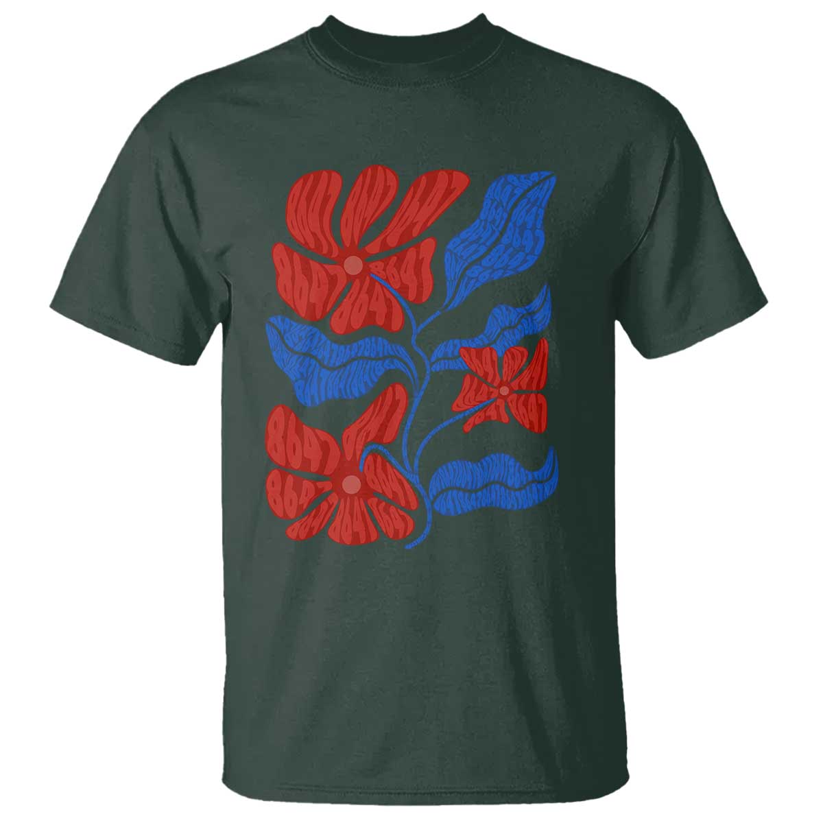 86 47 Boho Floral Matisse T Shirt No Kings Oligarchy FDT Political Protest TS14 Dark Forest Green Print Your Wear