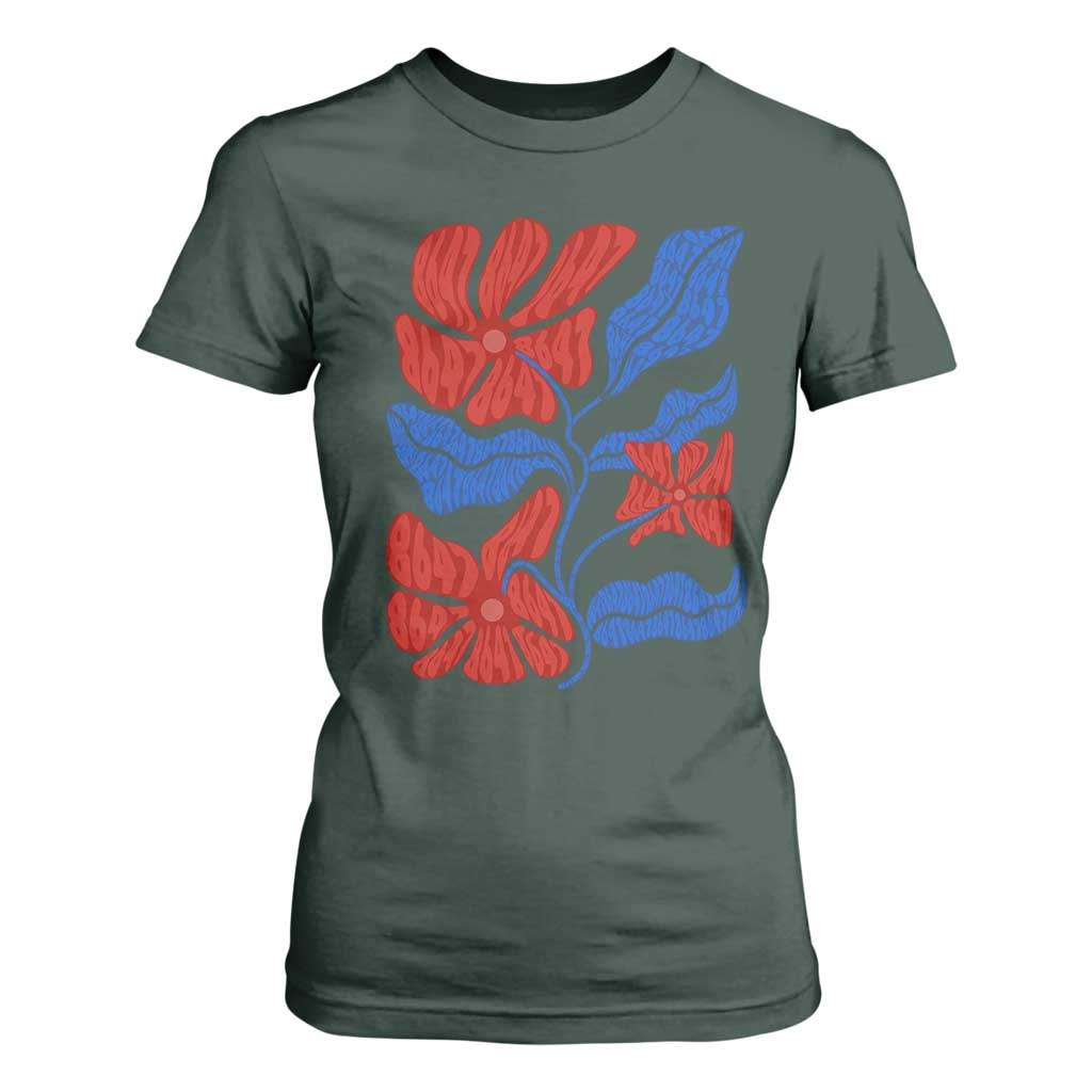 86 47 Boho Floral Matisse T Shirt For Women No Kings Oligarchy FDT Political Protest TS14 Dark Forest Green Print Your Wear