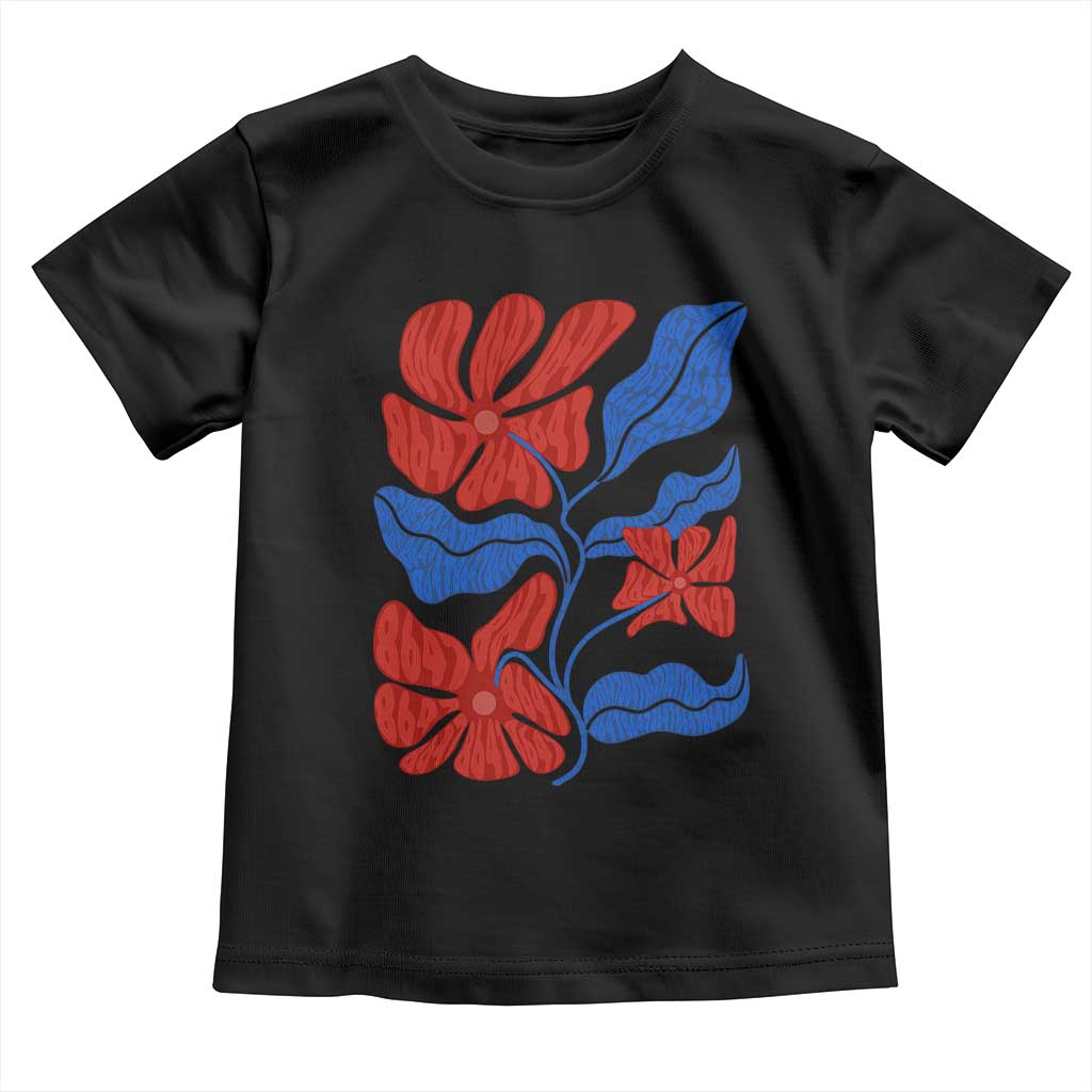 86 47 Boho Floral Matisse Toddler T Shirt No Kings Oligarchy FDT Political Protest TS14 Black Print Your Wear