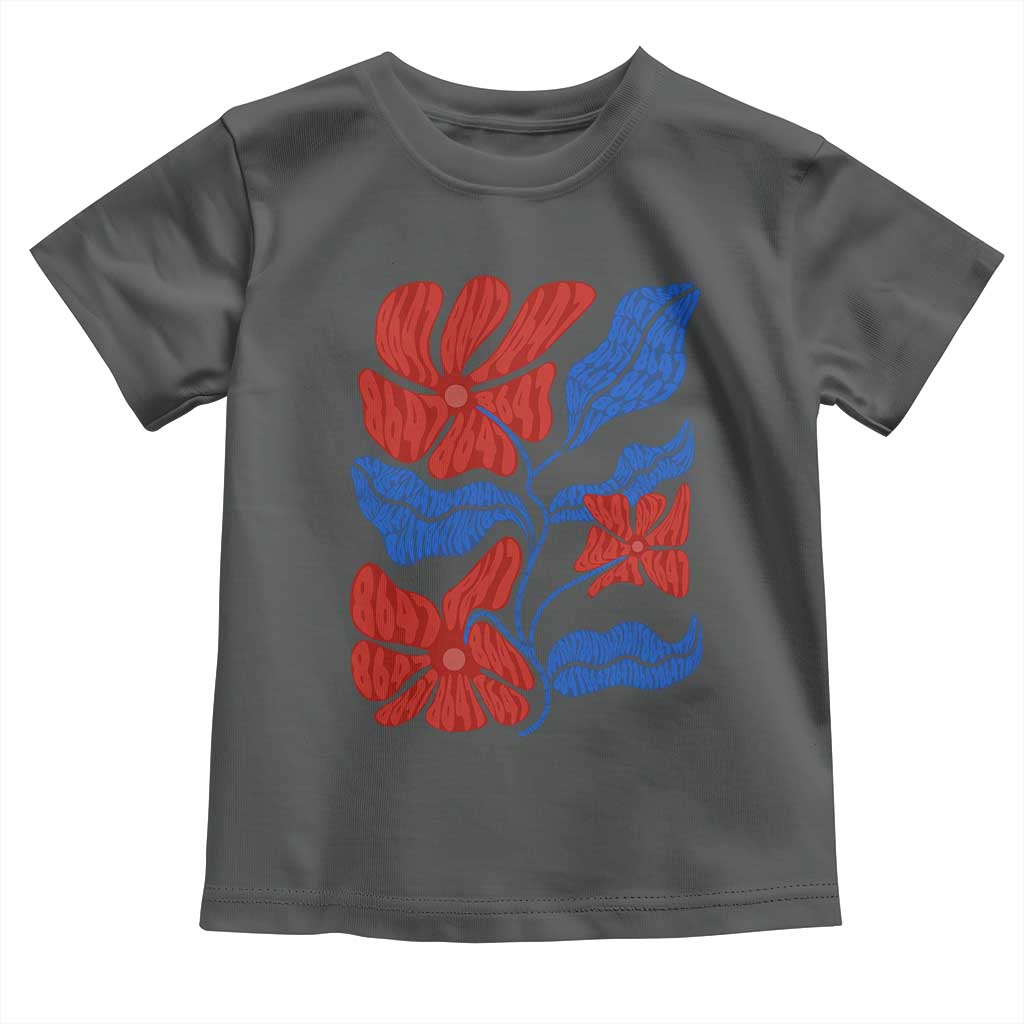 86 47 Boho Floral Matisse Toddler T Shirt No Kings Oligarchy FDT Political Protest TS14 Dark Heather Print Your Wear