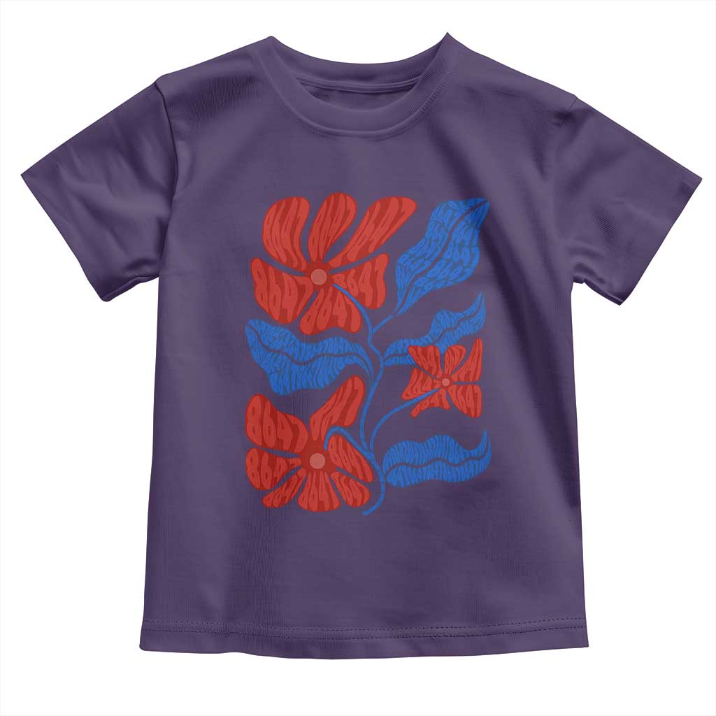 86 47 Boho Floral Matisse Toddler T Shirt No Kings Oligarchy FDT Political Protest TS14 Purple Print Your Wear