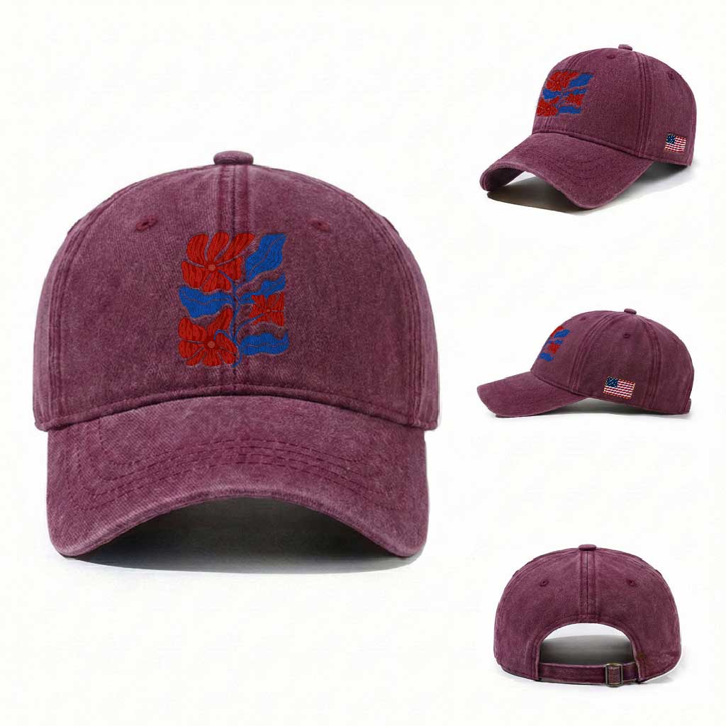 86 47 Boho Floral Matisse Washed Cotton Baseball Cap No Kings Oligarchy FDT Political Protest TS14 Washed Cap Universal Fit Burgundy Print Your Wear