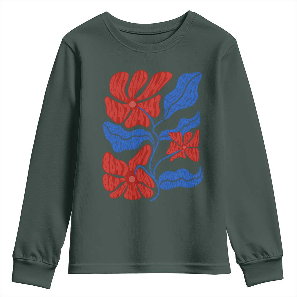 86 47 Boho Floral Matisse Youth Sweatshirt No Kings Oligarchy FDT Political Protest TS14 Dark Forest Green Print Your Wear