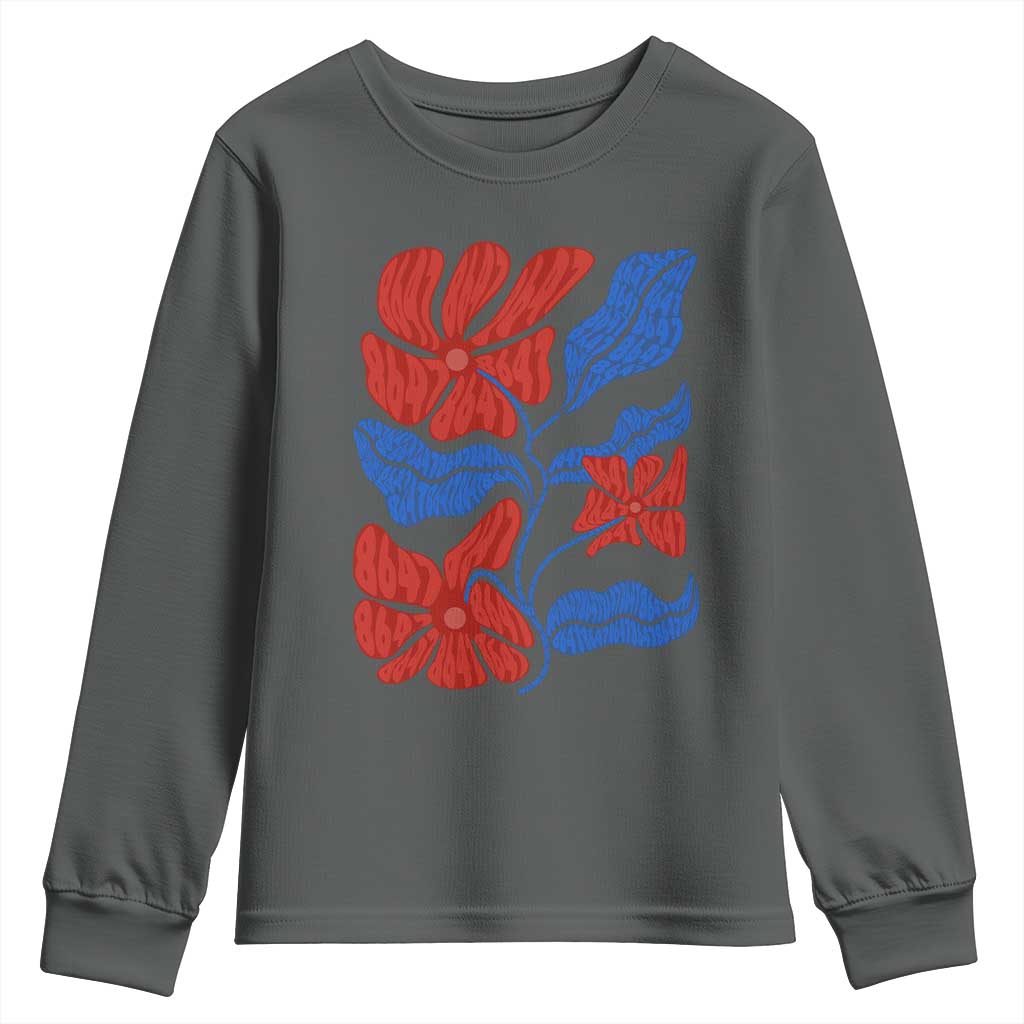 86 47 Boho Floral Matisse Youth Sweatshirt No Kings Oligarchy FDT Political Protest TS14 Dark Heather Print Your Wear