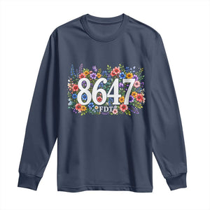 86 47 Floral Boho Style Long Sleeve Shirt Subtle FDT TS14 Navy Print Your Wear