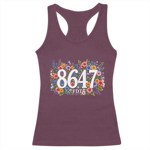 86 47 Floral Boho Style Racerback Tank Top Subtle FDT TS14 Maroon Print Your Wear