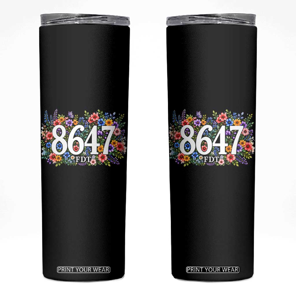 86 47 Floral Boho Style Skinny Tumbler Subtle FDT TS14 Black Print Your Wear
