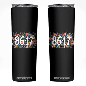 86 47 Floral Boho Style Skinny Tumbler Subtle FDT TS14 Black Print Your Wear