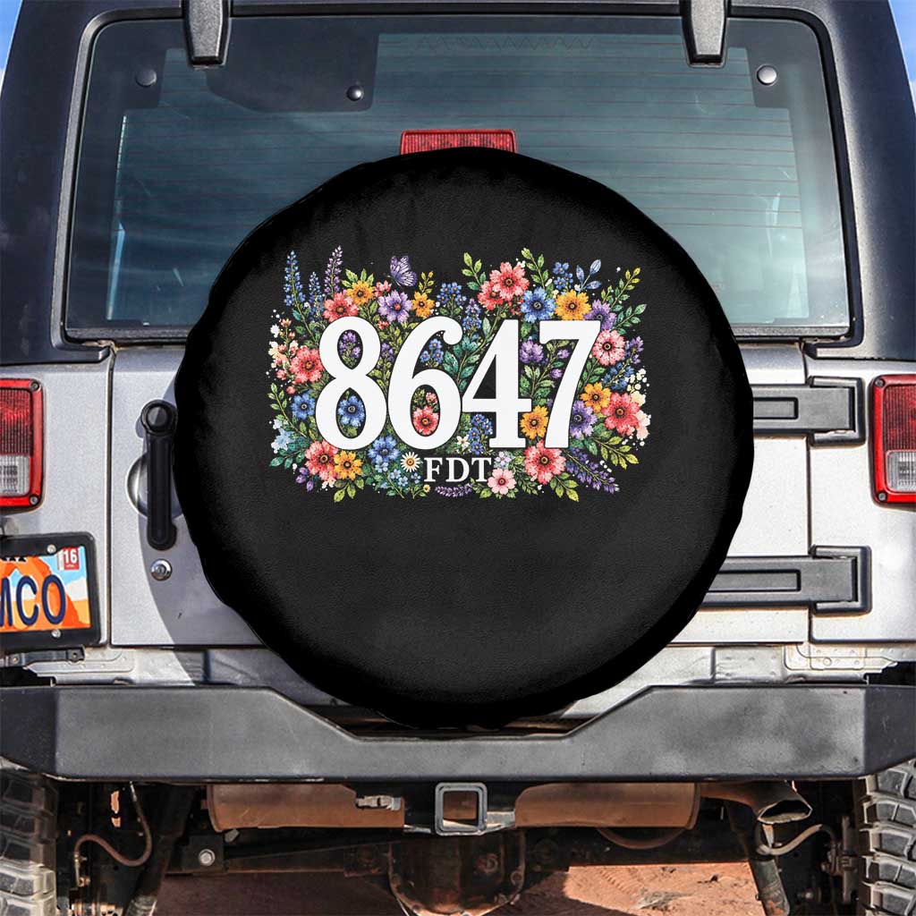 86 47 Floral Boho Style Spare Tire Cover Subtle FDT TS14 No hole Black Print Your Wear