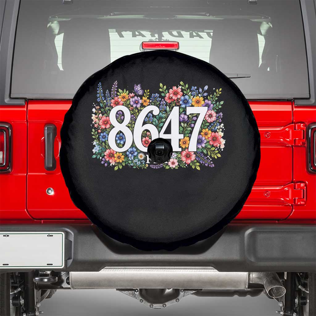 86 47 Floral Boho Style Spare Tire Cover Subtle FDT TS14 Black Print Your Wear