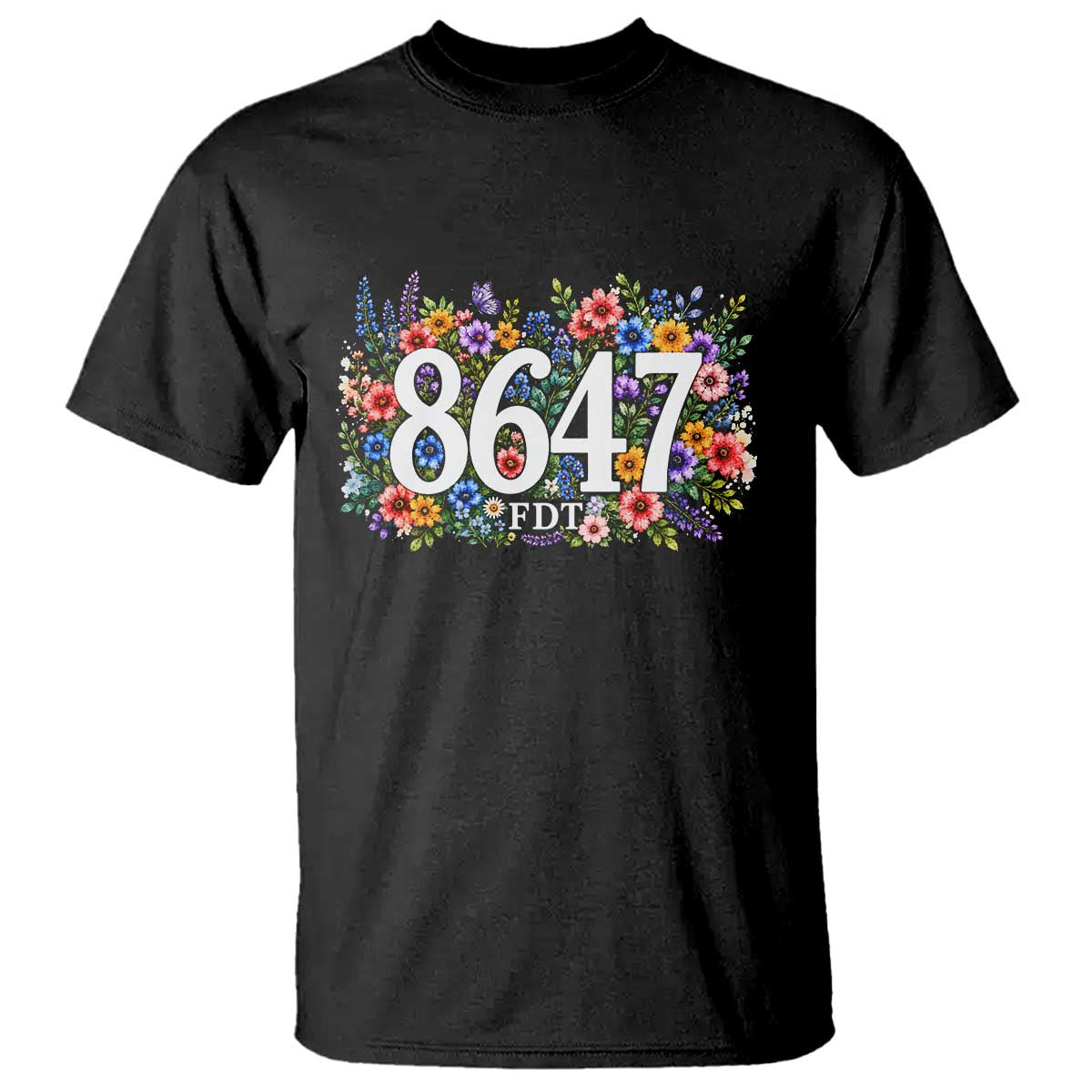 86 47 Floral Boho Style T Shirt Subtle FDT TS14 Black Print Your Wear