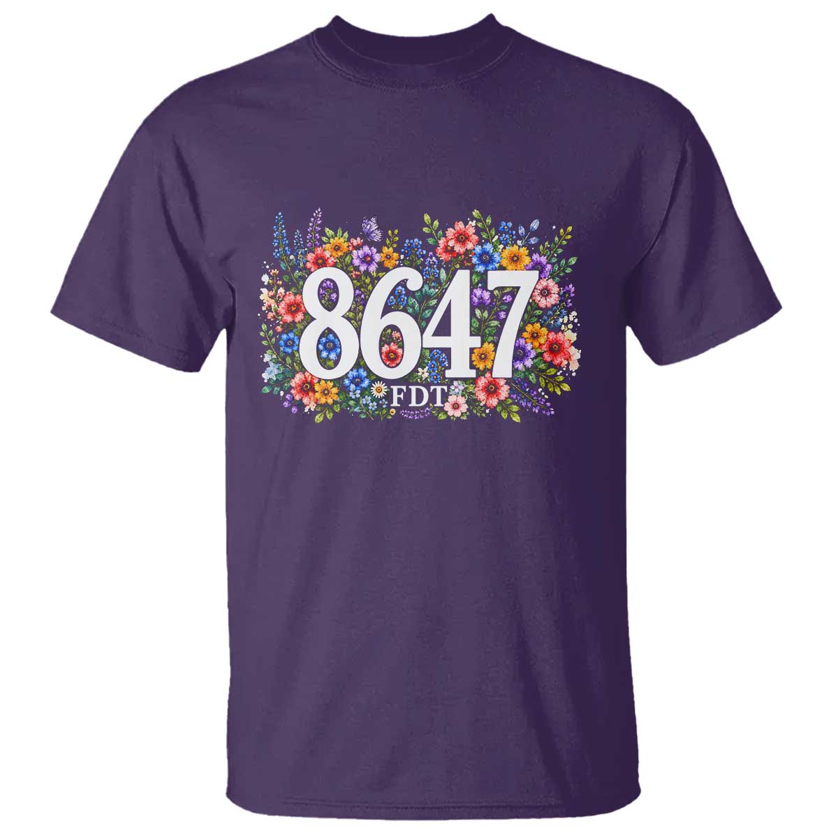 86 47 Floral Boho Style T Shirt Subtle FDT TS14 Purple Print Your Wear