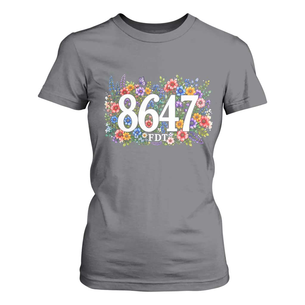 86 47 Floral Boho Style T Shirt For Women Subtle FDT TS14 Charcoal Print Your Wear