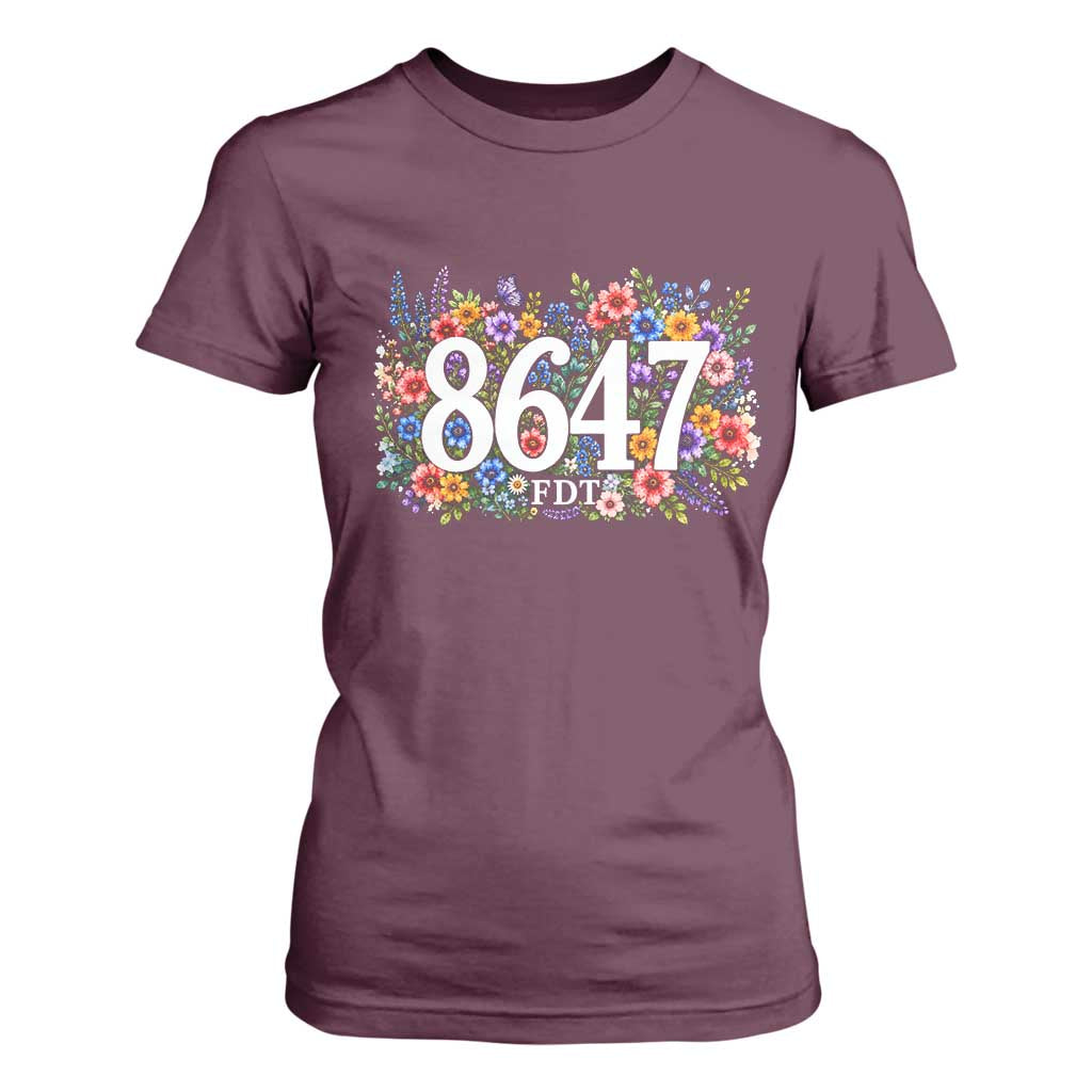 86 47 Floral Boho Style T Shirt For Women Subtle FDT TS14 Maroon Print Your Wear