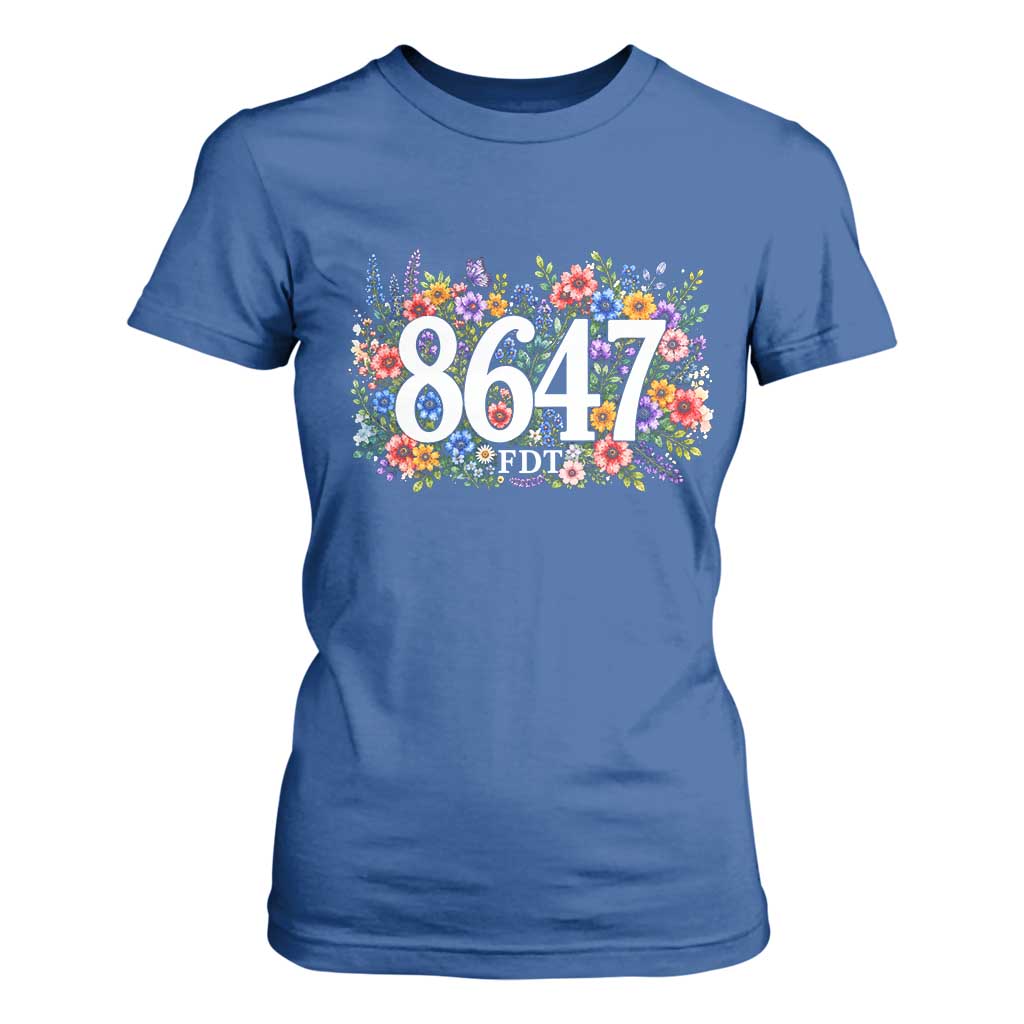 86 47 Floral Boho Style T Shirt For Women Subtle FDT TS14 Royal Blue Print Your Wear