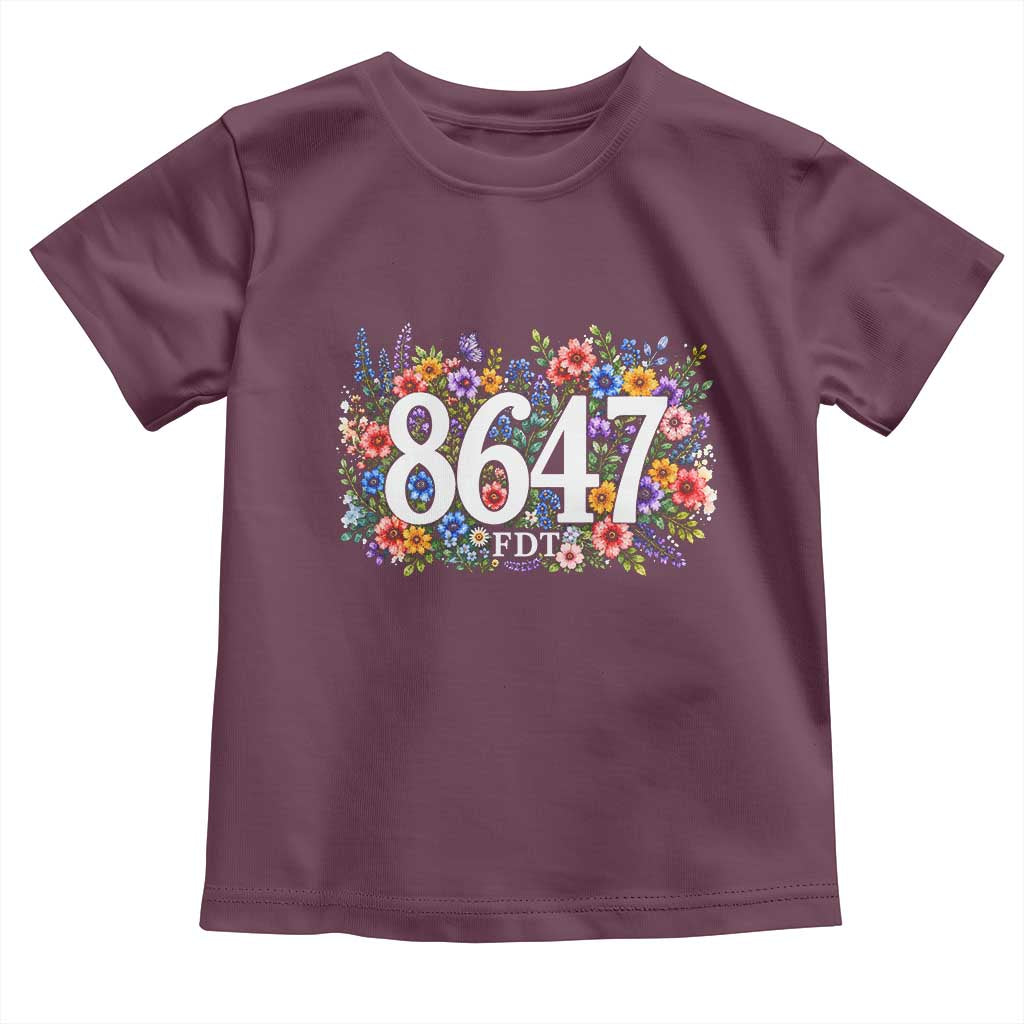 86 47 Floral Boho Style Toddler T Shirt Subtle FDT TS14 Maroon Print Your Wear