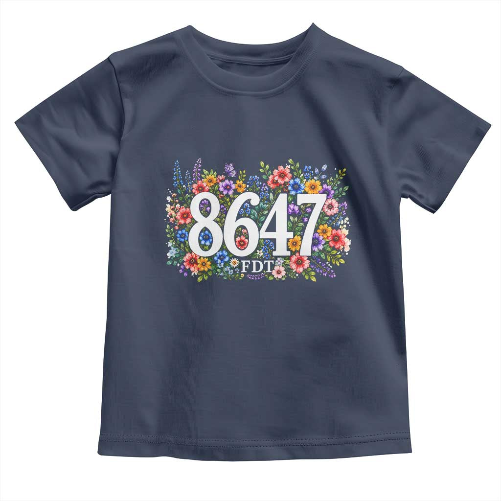 86 47 Floral Boho Style Toddler T Shirt Subtle FDT TS14 Navy Print Your Wear