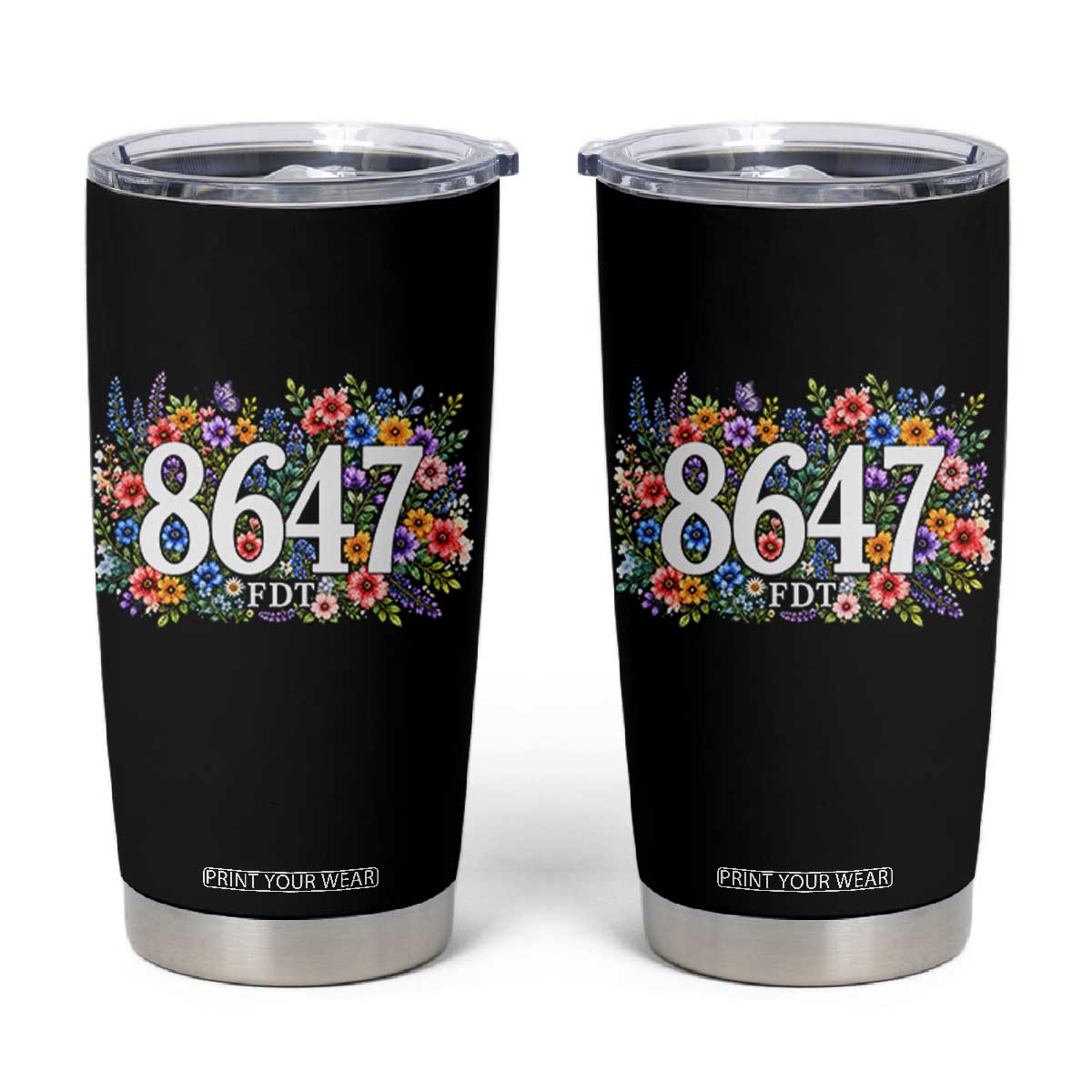 86 47 Floral Boho Style Tumbler Cup Subtle FDT TS14 Black Print Your Wear
