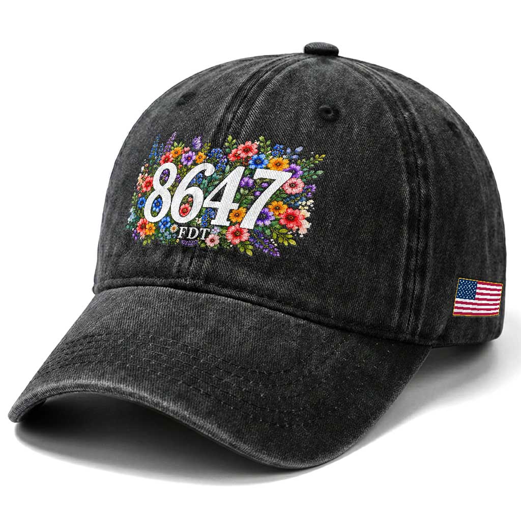 86 47 Floral Boho Style Washed Cotton Baseball Cap Subtle FDT TS14 Print Your Wear