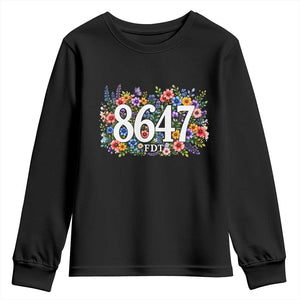 86 47 Floral Boho Style Youth Sweatshirt Subtle FDT TS14 Black Print Your Wear